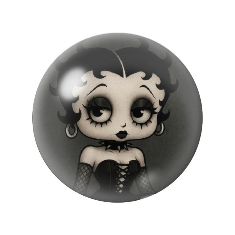 Cabochon en Verre Illustré Betty Boop Gothique au Corset Noir 12 à 25mm