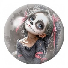 Cabochon en Verre Illustré Petite Calavera aux Rubans 12 à 25mm pour la Création de Bijoux Fantaisie - DIY