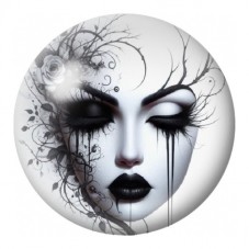 Cabochon en Verre Illustré Visage aux Larmes Noires 12 à 25mm pour la Création de Bijoux Fantaisie - DIY