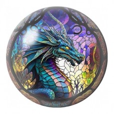 Cabochon en Verre Illustré Dragon en Vitrail Violet 12 à 25mm pour la Création de Bijoux Fantaisie - DIY