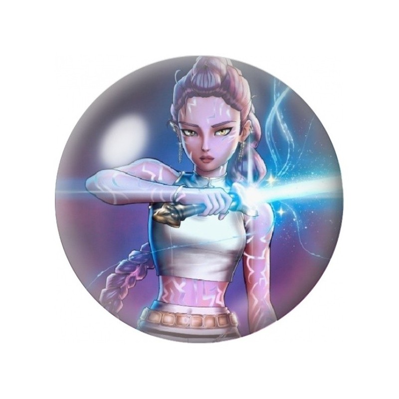Cabochon en Verre Illustré Guerrière à la Lame Bleue 12 à 25mm