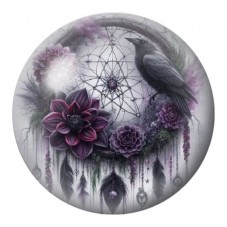 Cabochon en Verre Illustré Attrape-Rêves au Corbeau 12 à 25mm pour la Création de Bijoux Fantaisie - DIY