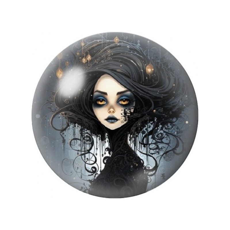 Cabochon en Verre Illustré Femme au Maquillage Calavera 12 à 25mm
