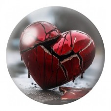 Cabochon en Verre Illustré Cœur Rouge Brisé 12 à 25mm pour la Création de Bijoux Fantaisie - DIY