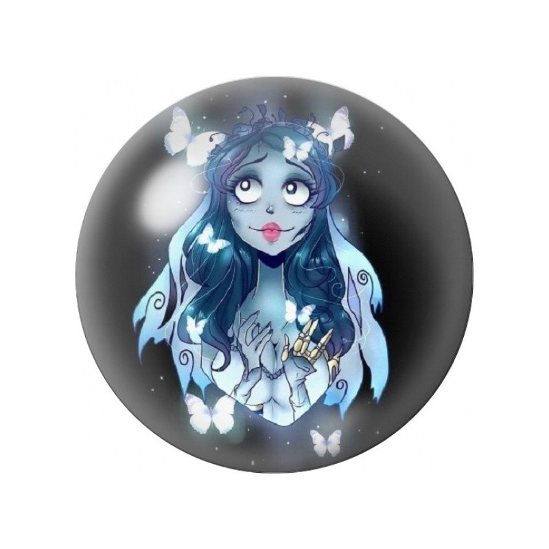 Cabochon en Verre Illustré Mariée Fantôme aux Papillons 12 à 25mm