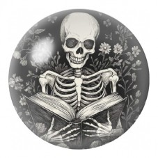 Cabochon en Verre Illustré Squelette au Livre Ancien 12 à 25mm pour la Création de Bijoux Fantaisie - DIY