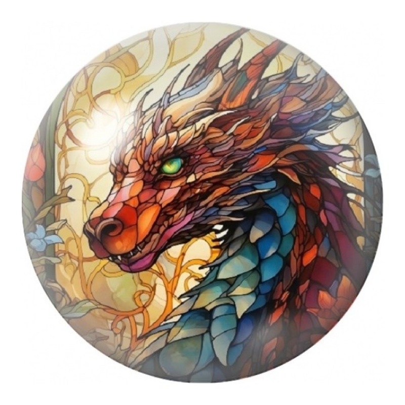 Cabochon en Verre Illustré Dragon aux Écailles Colorées 12 à 25mm