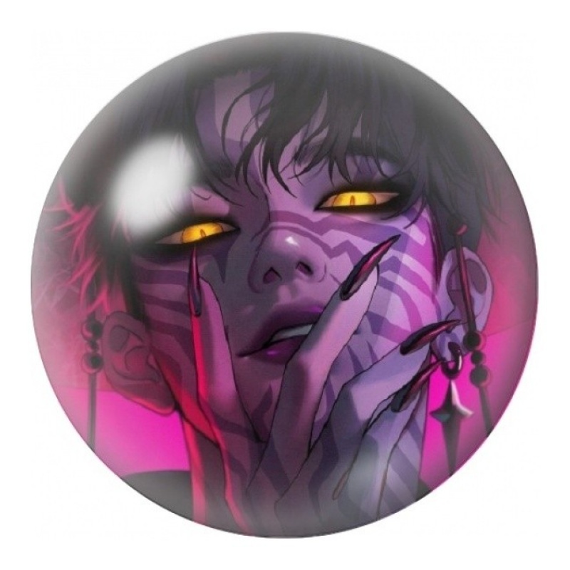 Cabochon en Verre Illustré Démon Violet au Regard Doré 12 à 25mm