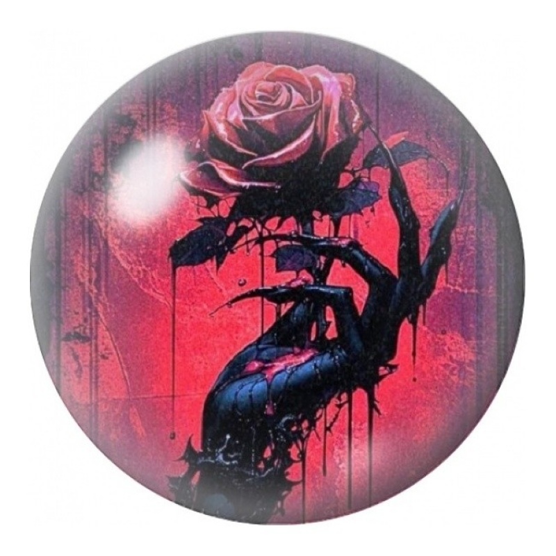 Cabochon en Verre Illustré Main Squelette à la Rose 12 à 25mm