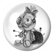 Cabochon en Verre Illustré Poupée Vaudou aux Boutons 12 à 25mm pour la Création de Bijoux Fantaisie - DIY