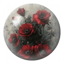 Cabochon en Verre Illustré Coquelicots Rouges 12 à 25mm pour la Création de Bijoux Fantaisie - DIY