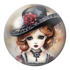 Cabochon en Verre Illustré Petite Sorcière aux Cheveux Roux 12 à 25mm pour la Création de Bijoux Fantaisie - DIY