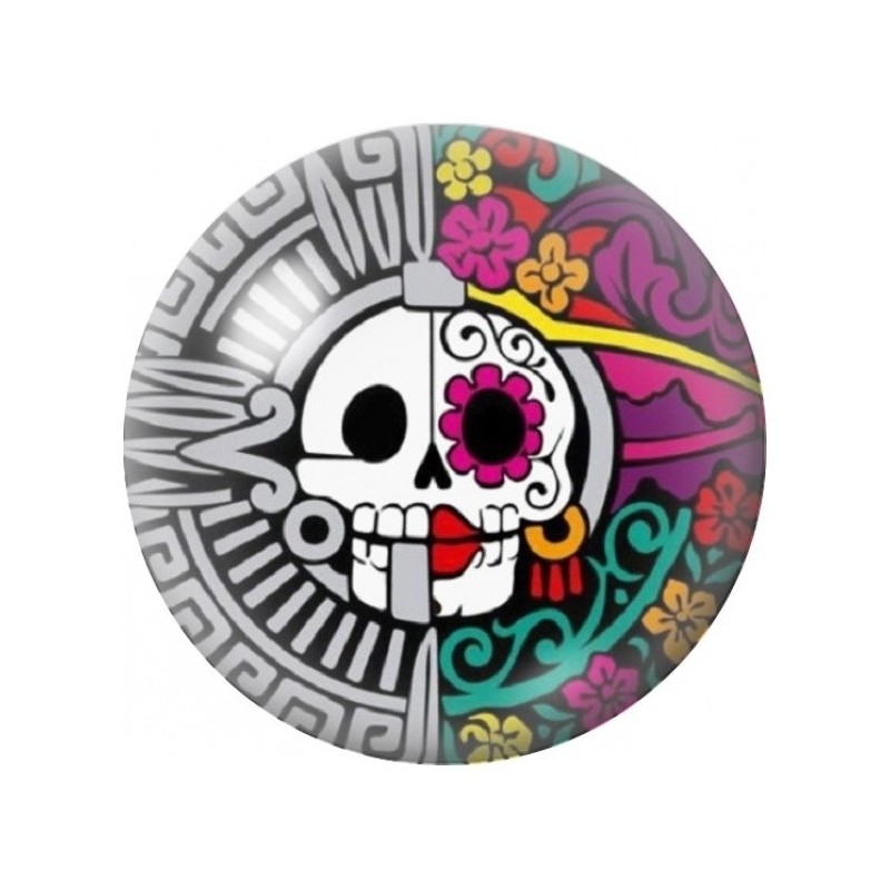 Cabochon en Verre Illustré Calavera aux Motifs Colorés 12 à 25mm