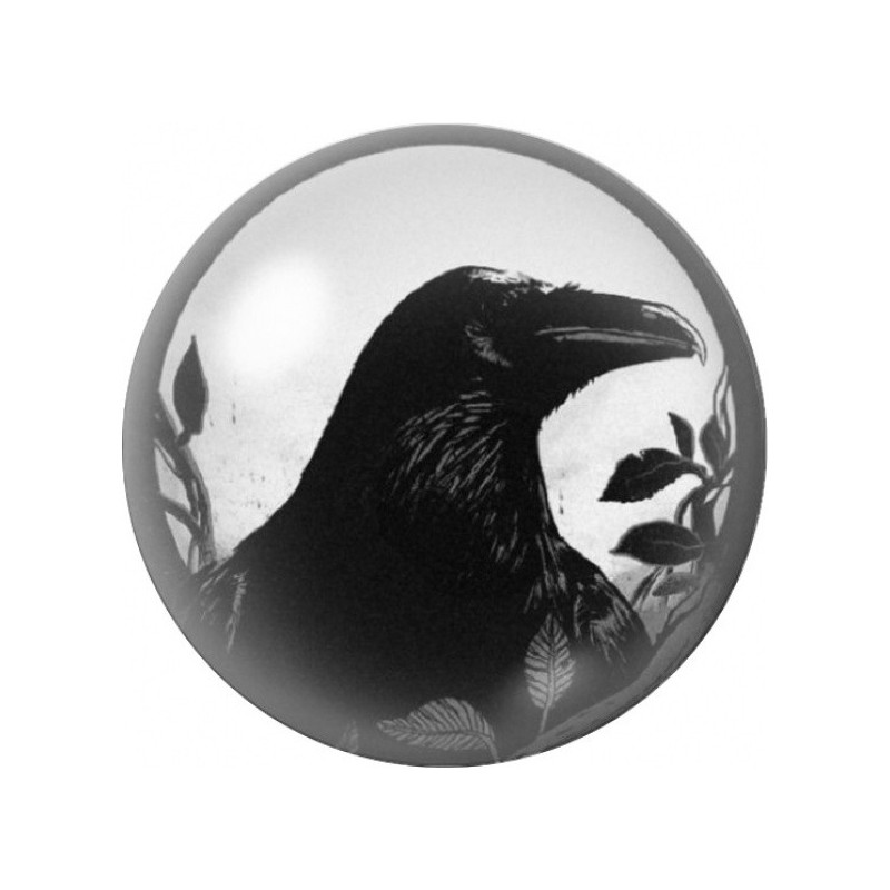 Cabochon en Verre Illustré Corbeau au Croissant de Lune 12 à 25mm