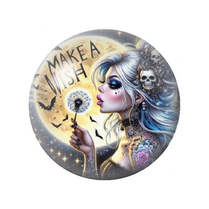 Cabochon en Verre Illustré Femme au Pissenlit 12 à 25mm