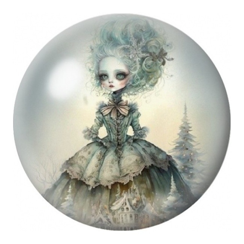 Cabochon en Verre Illustré Marquise Gothique Poudrée 12 à 25mm
