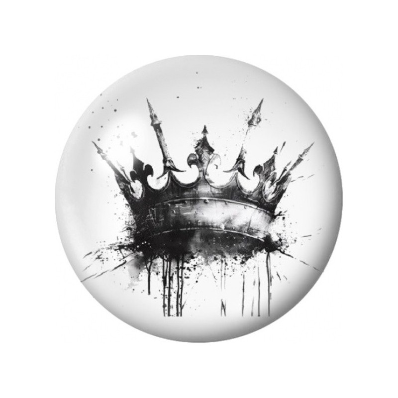 Cabochon en Verre Illustré Couronne Noire à l’Encre 12 à 25mm