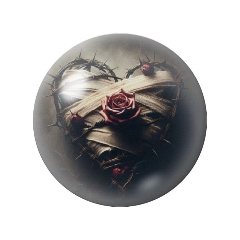 Cabochon en Verre Illustré Livre aux Roses et Épines 12 à 25mm