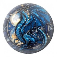 Cabochon en Verre Illustré Dragon Bleu sous les Étoiles 12 à 25mm pour la Création de Bijoux Fantaisie - DIY