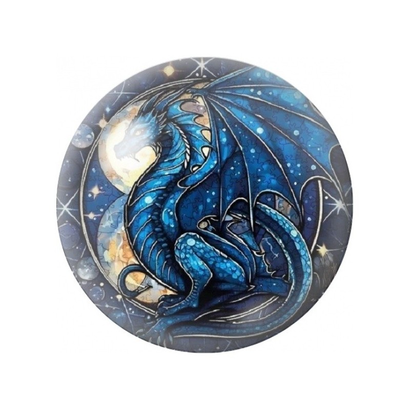 Cabochon en Verre Illustré Dragon Bleu sous les Étoiles 12 à 25mm