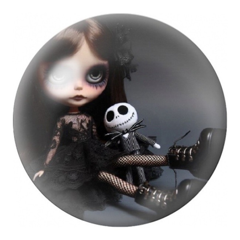 Cabochon en Verre Illustré Poupée Guitariste Gothique 12 à 25mm