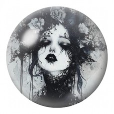Cabochon en Verre Illustré Visage aux Fleurs d’Encre 12 à 25mm pour la Création de Bijoux Fantaisie - DIY