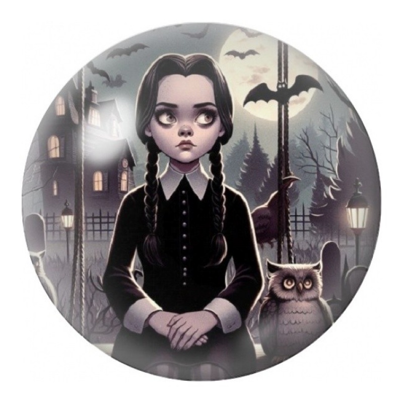 Cabochon en Verre Illustré Mercredi au Cimetière 12 à 25mm