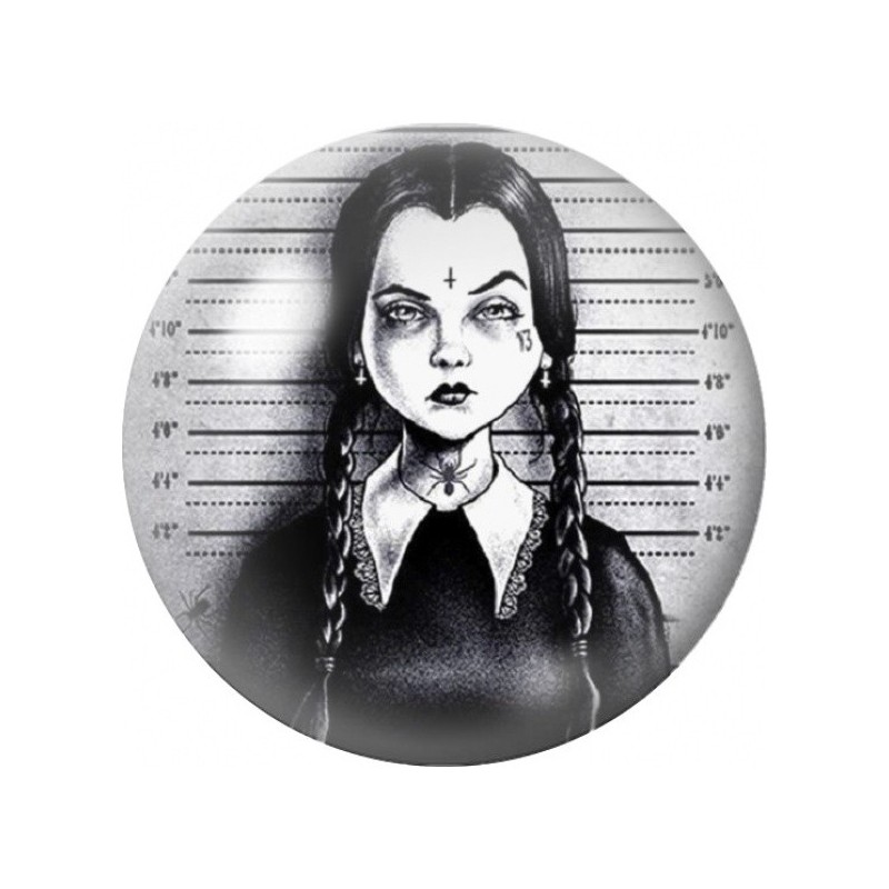 Cabochon en Verre Illustré Photo d’Identité de Mercredi 12 à 25mm