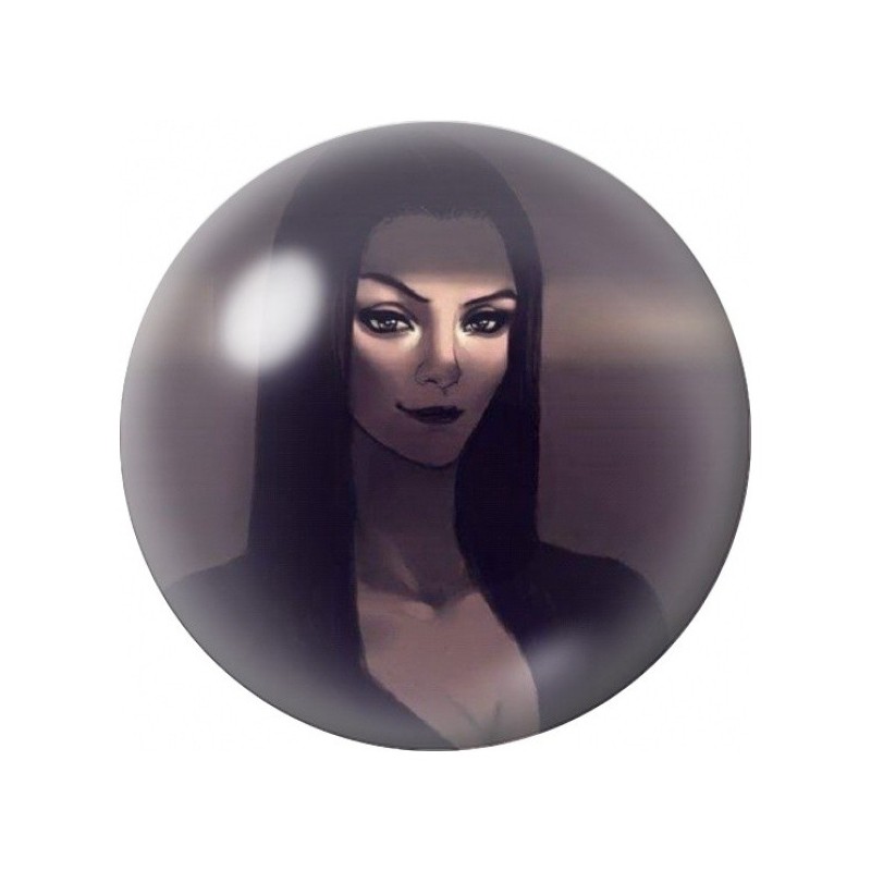 Cabochon en Verre Illustré Mercredi au Sourire Sombre 12 à 25mm