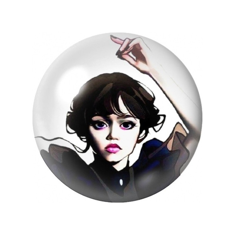 Cabochon en Verre Illustré Mercredi dansant en Noir 12 à 25mm