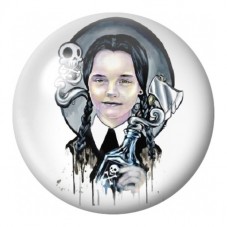 Cabochon en Verre Illustré Portrait Macabre de Mercredi 12 à 25mm pour la Création de Bijoux Fantaisie - DIY