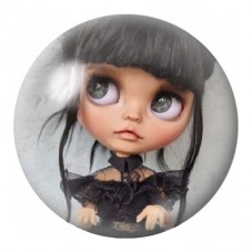 Cabochon en Verre Illustré Mercredi Blythe au Regard Levé 12 à 25mm pour la Création de Bijoux Fantaisie - DIY