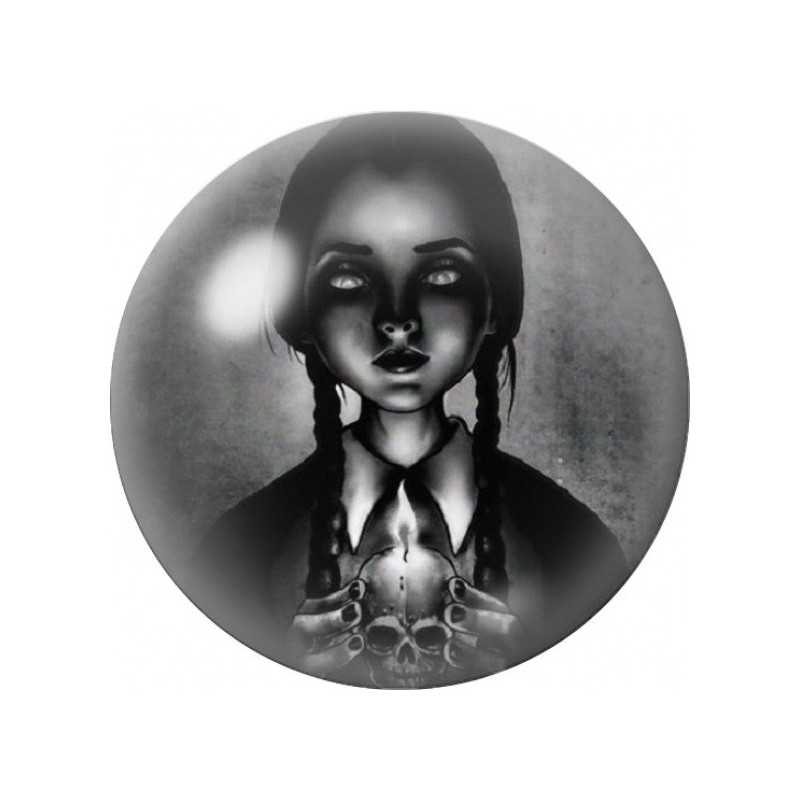 Cabochon en Verre Illustré Mercredi en Ombre et Lumière 12 à 25mm