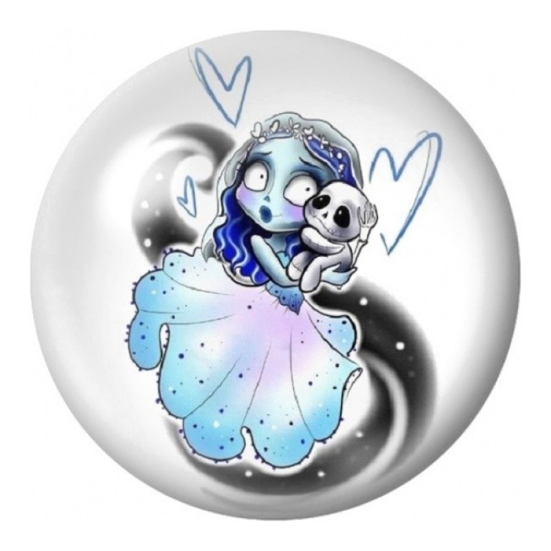 Cabochon en Verre Illustré Jack et Sally en Danse 12 à 25mm