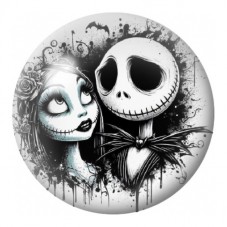 Cabochon en Verre Illustré Portrait de Jack et Sally 12 à 25mm pour la Création de Bijoux Fantaisie - DIY