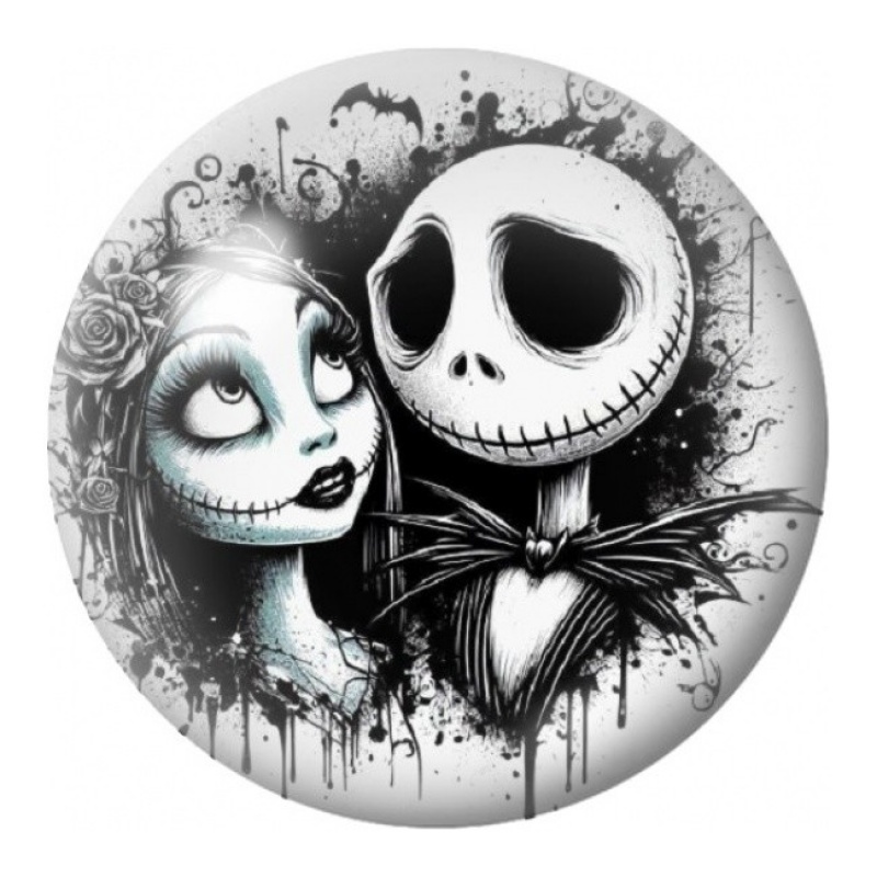 Cabochon en Verre Illustré Portrait de Jack et Sally 12 à 25mm