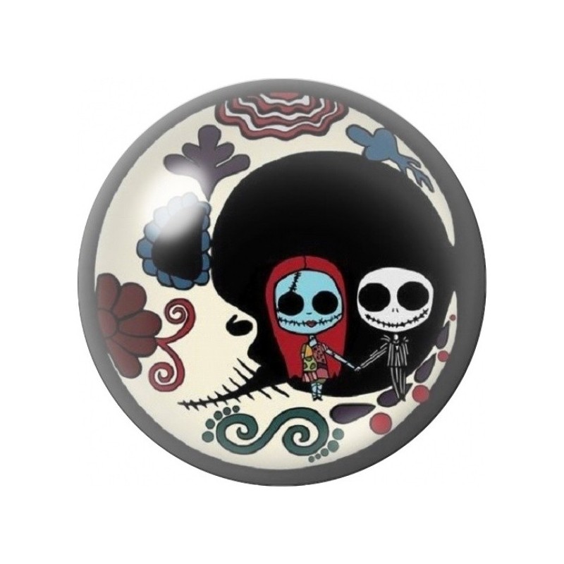 Cabochon en Verre Illustré Jack et Sally au Sombrero 12 à 25mm