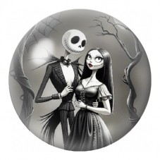 Cabochon en Verre Illustré Jack et Sally Élégants 12 à 25mm pour la Création de Bijoux Fantaisie - DIY