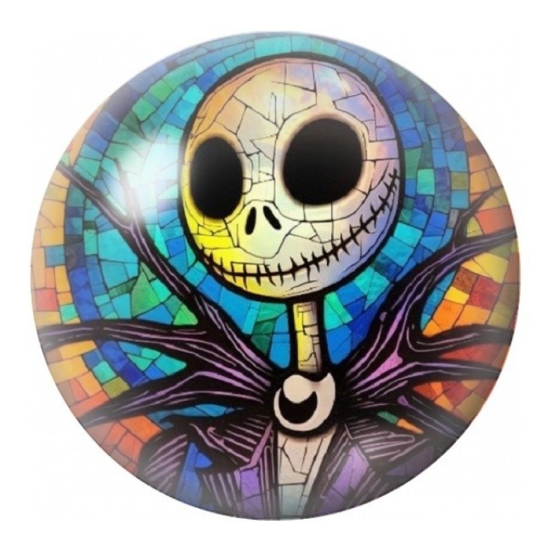 Cabochon en Verre Illustré Jack en Vitrail Multicolore 12 à 25mm