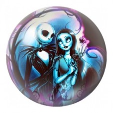 Cabochon en Verre Illustré Jack et Sally en Lumière Bleue 12 à 25mm pour la Création de Bijoux Fantaisie - DIY
