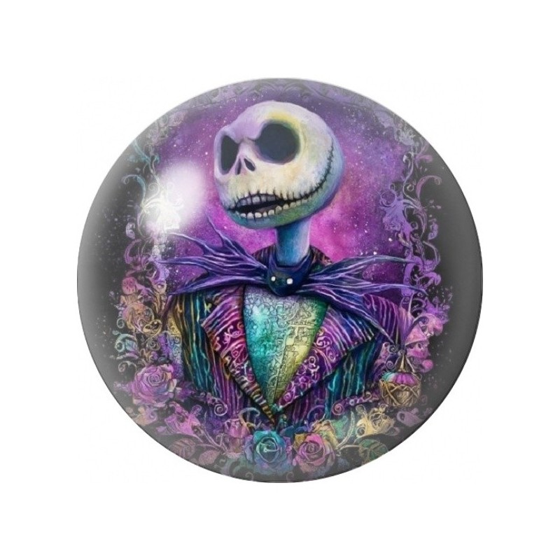 Cabochon en Verre Illustré Jack au Cœur de Roses Violettes 12 à 25mm