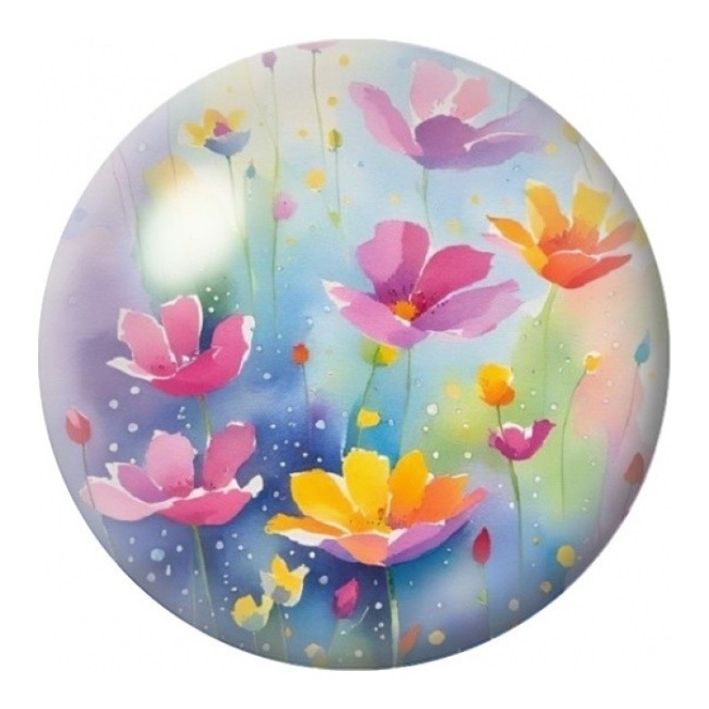 Cabochon en Verre Illustré Prairie Fleurie Multicolore 12 à 25mm