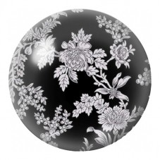 Cabochon en Verre Illustré Fleurs Blanches sur Fond Noir 12 à 25mm pour la Création de Bijoux Fantaisie - DIY