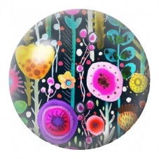 Cabochon en Verre Illustré Jardin Folklorique sur Fond Noir 12 à 25mm pour la Création de Bijoux Fantaisie - DIY