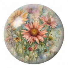 Cabochon en Verre Illustré Marguerites Roses Vintage 12 à 25mm pour la Création de Bijoux Fantaisie - DIY