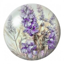 Cabochon en Verre Illustré Fleurs Violettes Botaniques 12 à 25mm pour la Création de Bijoux Fantaisie - DIY