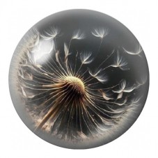 Cabochon en Verre Illustré Pissenlit Doré sur Fond Sombre 12 à 25mm pour la Création de Bijoux Fantaisie - DIY