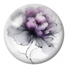 Cabochon en Verre Illustré Fleur Violette à l’Encre 12 à 25mm pour la Création de Bijoux Fantaisie - DIY