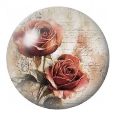 Cabochon en Verre Illustré Deux Roses Vintage 12 à 25mm pour la Création de Bijoux Fantaisie - DIY