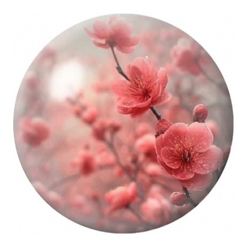 Cabochon en Verre Illustré Fleurs de Cerisier Corail 12 à 25mm